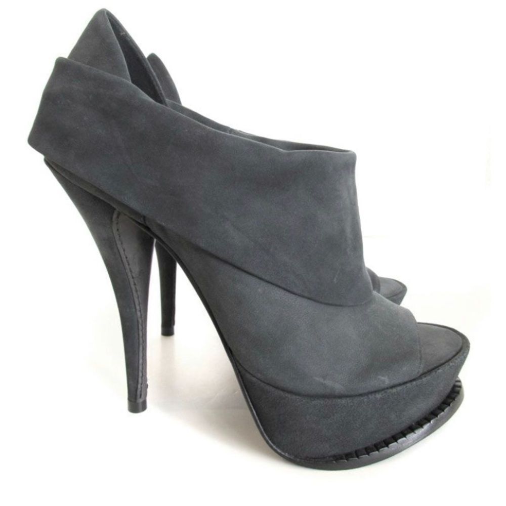 Elizabeth & James smoke grey suede platform booties